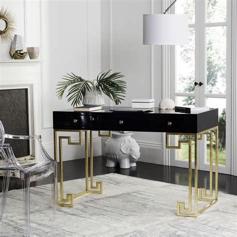 black and gold computer desk